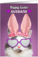 Happy Easter Husband Cat in Bunny Ears Humor card