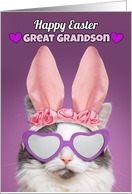 Happy Easter Great Grandson Cat in Bunny Ears Humor card