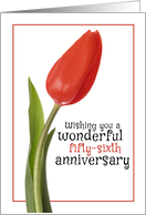 Happy 56th Anniversary Beautiful Red Tulip card