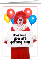 Happy Birthday Funny Insulting Clown with Sign Custom Name Humor card