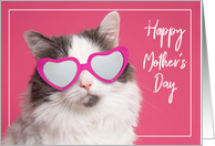 Happy Mother’s Day Cute Cat in Heart Glasses Humor card