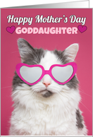 Happy Mother’s Day Goddaughter Cute Cat in Heart Glasses Humor card