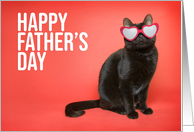 Happy Father’s Day Cute Black Cat in Sunglasses card