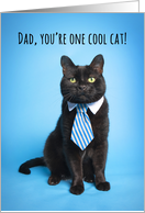 Happy Father’s Day Dad Cute Cat in Blue Tie Humor card
