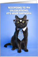 Happy Birthday Smart Cat in Glasses and Tie Humor card