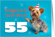 Happy 55th Birthday Yorkie in a Party Hat Humor card