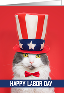 Happy Labor Day Patriotic Cat Humor card