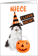 Happy Halloween Niece Cute Kitty Cat in Costume card