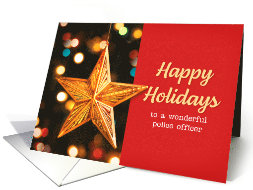 Happy Holidays Police Officer Star Ornament card (1583050)