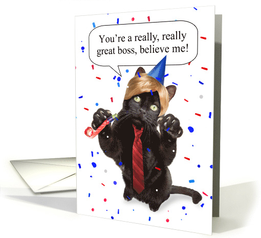 Happy Boss's Day Trump Cat Humor card (1583658)