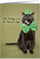 Happy Birtthday on St. Patrick’s Day For Anyone Cute Black Cat card