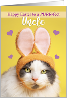 Happy Easter Uncle Cute Cat in Bunny Ears Humor card