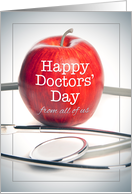Happy Doctors’ Day From All of Us Apple and Stethoscope Image card