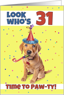 Happy 31st Birthday Cute Puppy in Party Hat Humor card