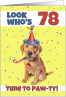 Happy 78th Birthday Cute Puppy in Party Hat Humor card