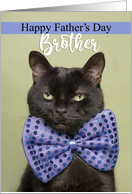 Happy Father’s Day Brother Cool Cat in Big Bow Tie Humor card