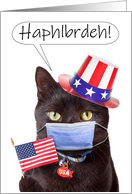 Happy Labor Day Cat Talking Through Face Mask Coronavirus Humor card