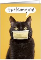 Happy Thanksgiving Cat Talking Through Face Mask Coronavirus Humor card