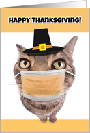 Happy Thanksgiving Cat Wearing Coronavirus Face Mask Humor card