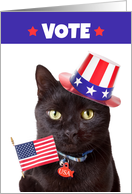 Vote Patriotic Cat With Flag and Hat Humor card