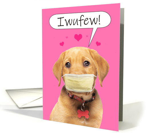 I Love You Talking Puppy in Coronavirus Face Mask Humor card (1658848)