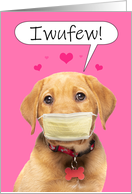 I Love You Talking Puppy in Coronavirus Face Mask Humor card
