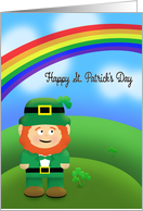 Happy St Patrick’s Day For Anyone Leprechaun Under Rainbow card