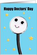 Happy Doctors Day Cute Stethoscope With Stars card