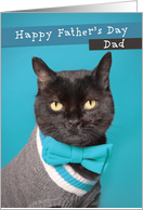 Happy Father’s Day Dad Cute Cat in Sweater and Bow Tie Humor card