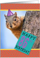 Happy 86th Birthday Cute Squirrel in Party Hat Humor card