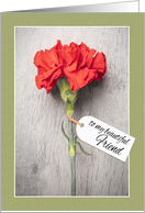 Happy Mother’s Day Friend Beautiful Carnation With Tag card