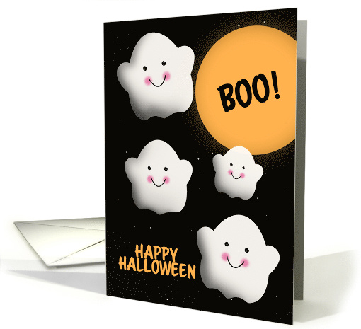 Happy Halloween For Anyone Happy Ghosts in Full Moon card (1690224)