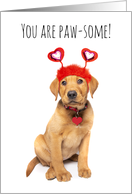 Happy Valentine’s Day For Anyone Cute Puppy in Heart Headband card