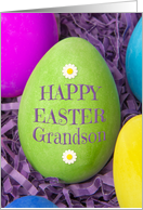 Happy Easter Grandson Dyed Eggs Close Up card