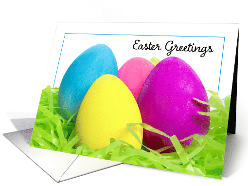 Happy Easter For Anyone Colored Eggs Photograph card (1726810)