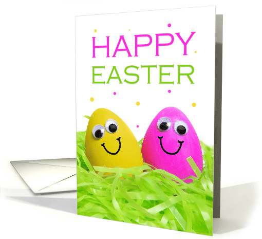 Happy Easter For Anyone Cute Eggs With Faces Humor card (1726910)