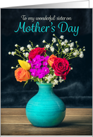 Happy Mother’s Day Sister Beautiful Vase of Flowers Photograph card