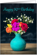 Happy 90th Birthday Beautiful Flower Arrangement Photograph card