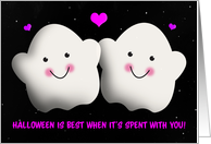 Happy Halloween For Love Cute Ghost Couple card