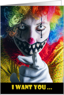 Happy Halloween For Anyone Creepy Evil Clown Pointing card