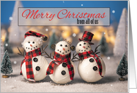 Merry Christmas From All of Us Cute Snowmen Photograph card