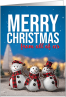 Merry Christmas From All of Us Cute Snowmen Photograph card