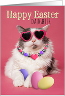 Happy Easter Daughter Glamorous Cat With Eggs Humor card