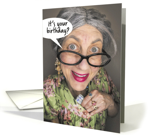 Happy Birthday For Anyone Funny Old Lady Bra Money in Card Humor card