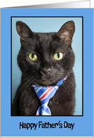 Happy Fathers Day Black Cat in Necktie Humor card