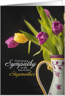 With Deepest Sympathy Loss of Stepmother Vase of Tulips Photograph card
