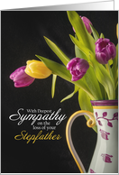 With Deepest Sympathy Loss of Stepfather Vase of Tulips Photograph card