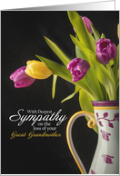 With Deepest Sympathy Loss of Great Grandmother Vase of Tulips Photo card