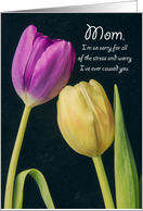 Happy Mothers Day Mom Sincere Purple and Yellow Tulips Photo card