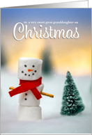 Merry Christmas Great Granddaughter Cute Marshmallow Snowman card